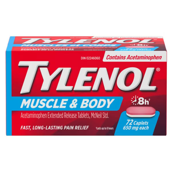 8 HR Muscle Aches & Body Pain by TYLENOL® – 650 mg Extended-Release Acetaminophen for Muscle, Joint & Body Pain | 16 OR 72 OR 112 Caplets