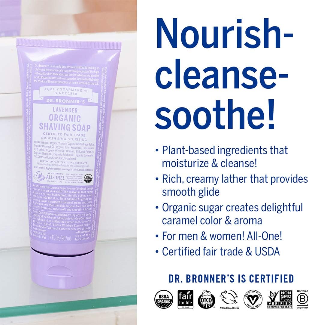 Organic Shaving Soap | Dr. Bronner's | Lavender, 207 mL