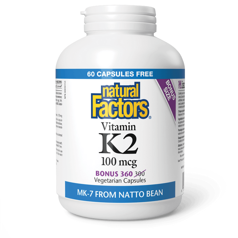 Vitamin K2 100 mcg | Natural Factors® | Vegetarian Capsules