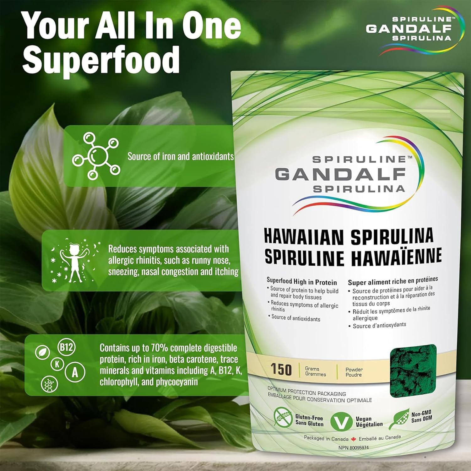 Spirulina Powder |Gandalf Hawaiian |150g 30-Servings