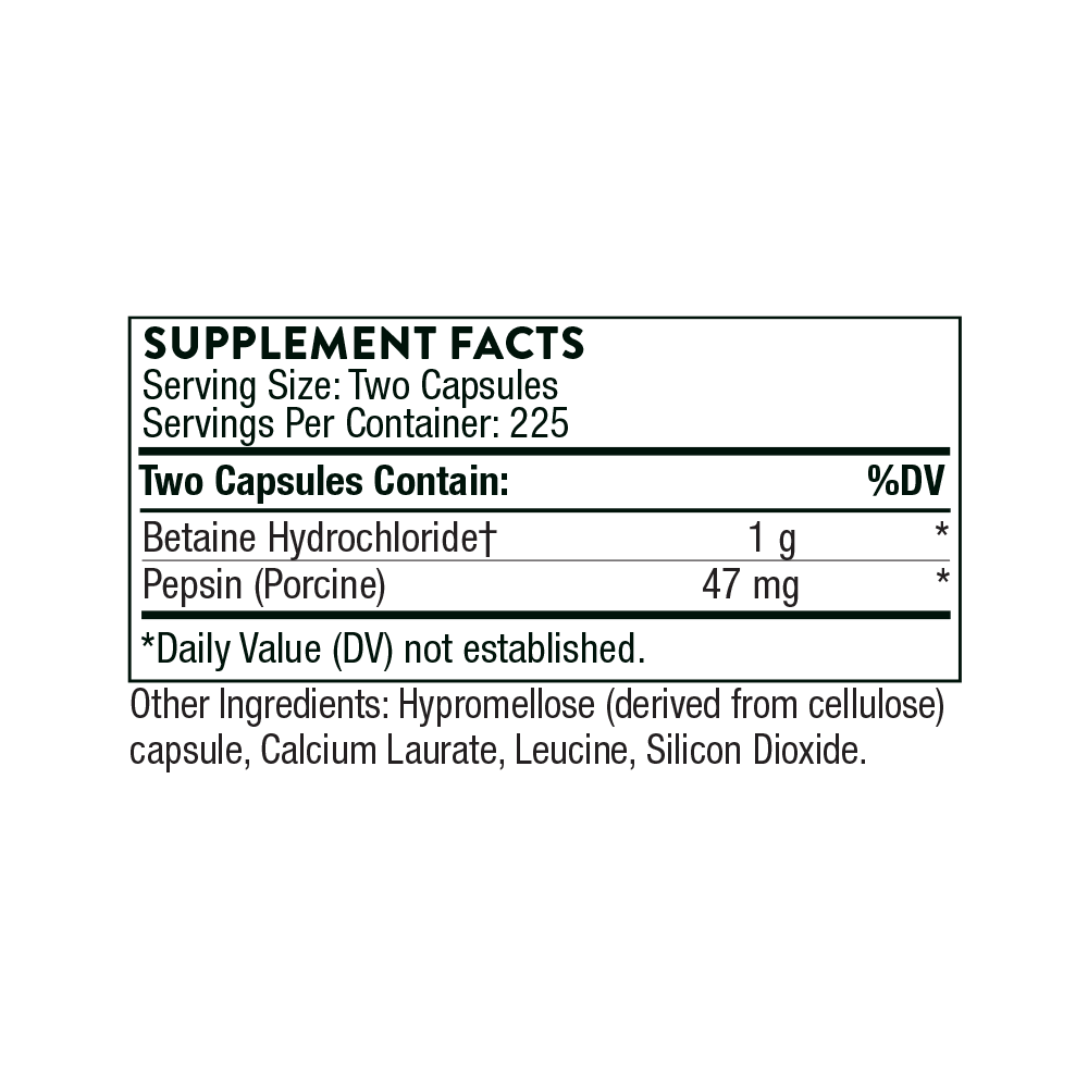 Betaine HCL & Pepsin | Thorne® | 225 Capsules