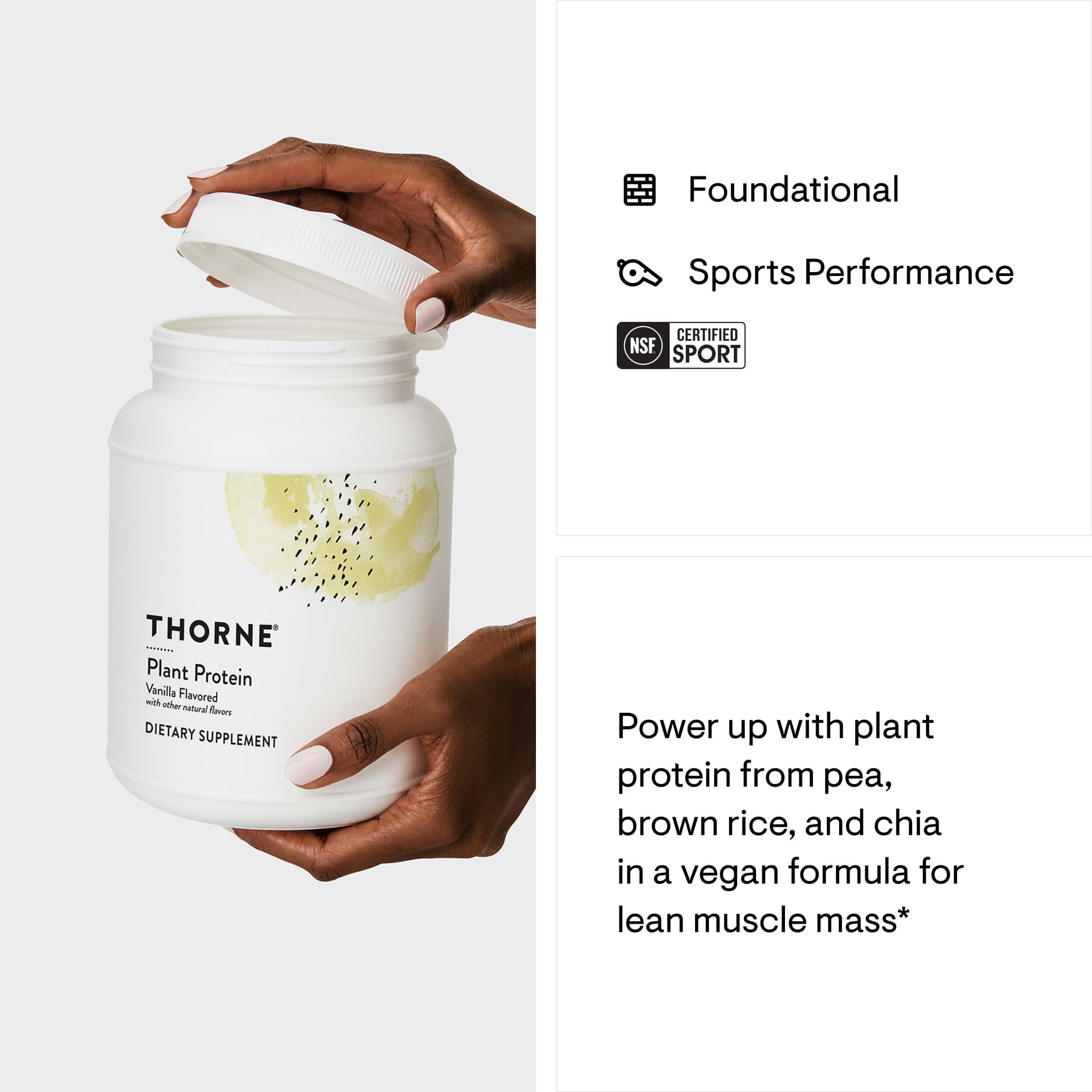 Plant Protein (Vanilla or Chocolate) by Thorne® – 22 g Vegan Pea, Rice & Chia Protein | 676 G (23.8 oz)