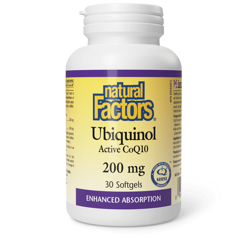Ubiquinol Active CoQ10 200 mg | Natural Factors® |  30 or 60 Softgels