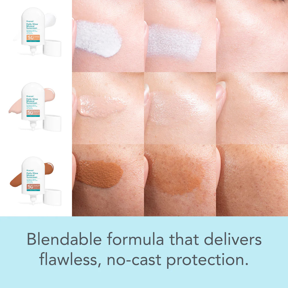Daily Glow Mineral Sunscreen SPF 50+ by Riversol® – Broad Spectrum UV Protection & Hydration | 50 mL