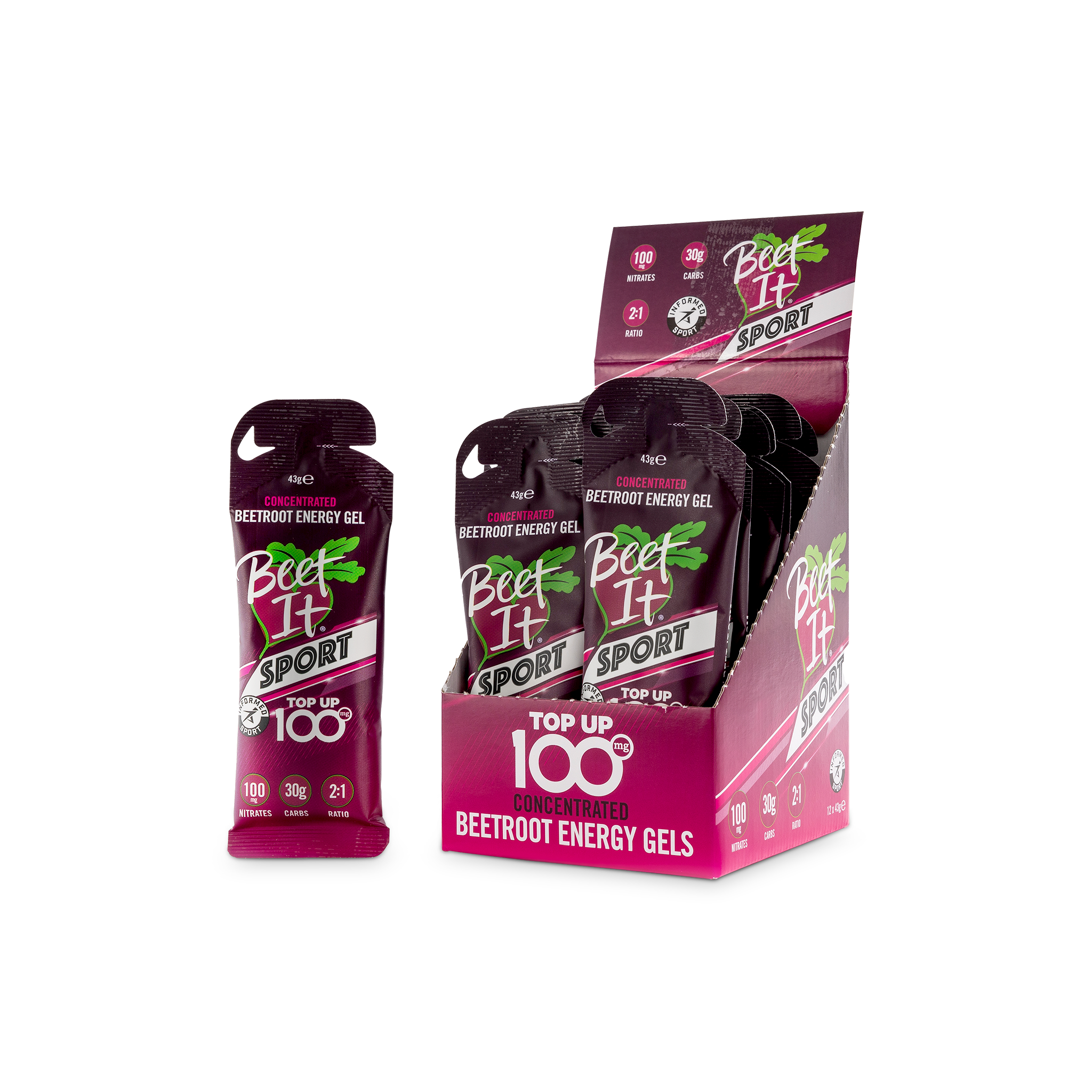 Beet It Sport Top Up 100 - Box of 12 Energy Gels