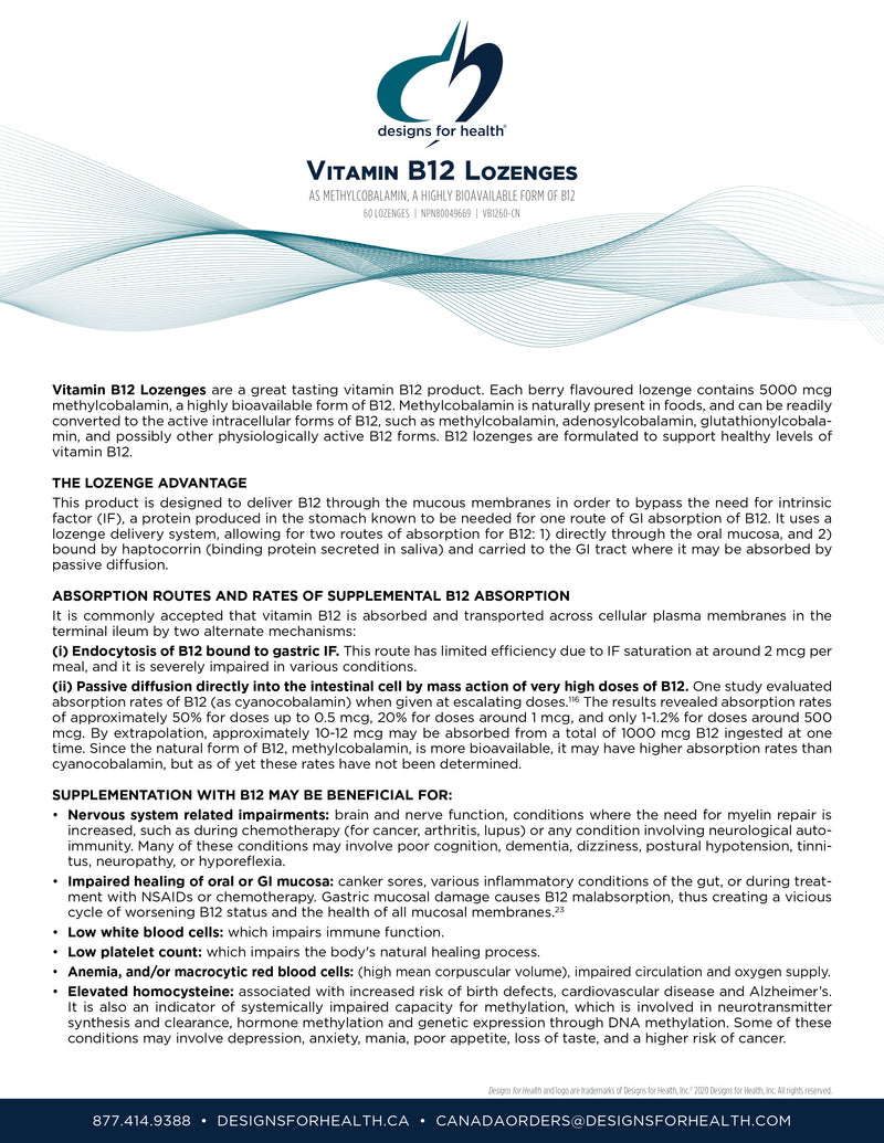 Vitamin B12 | Designs for Health® | 60 Lozenge