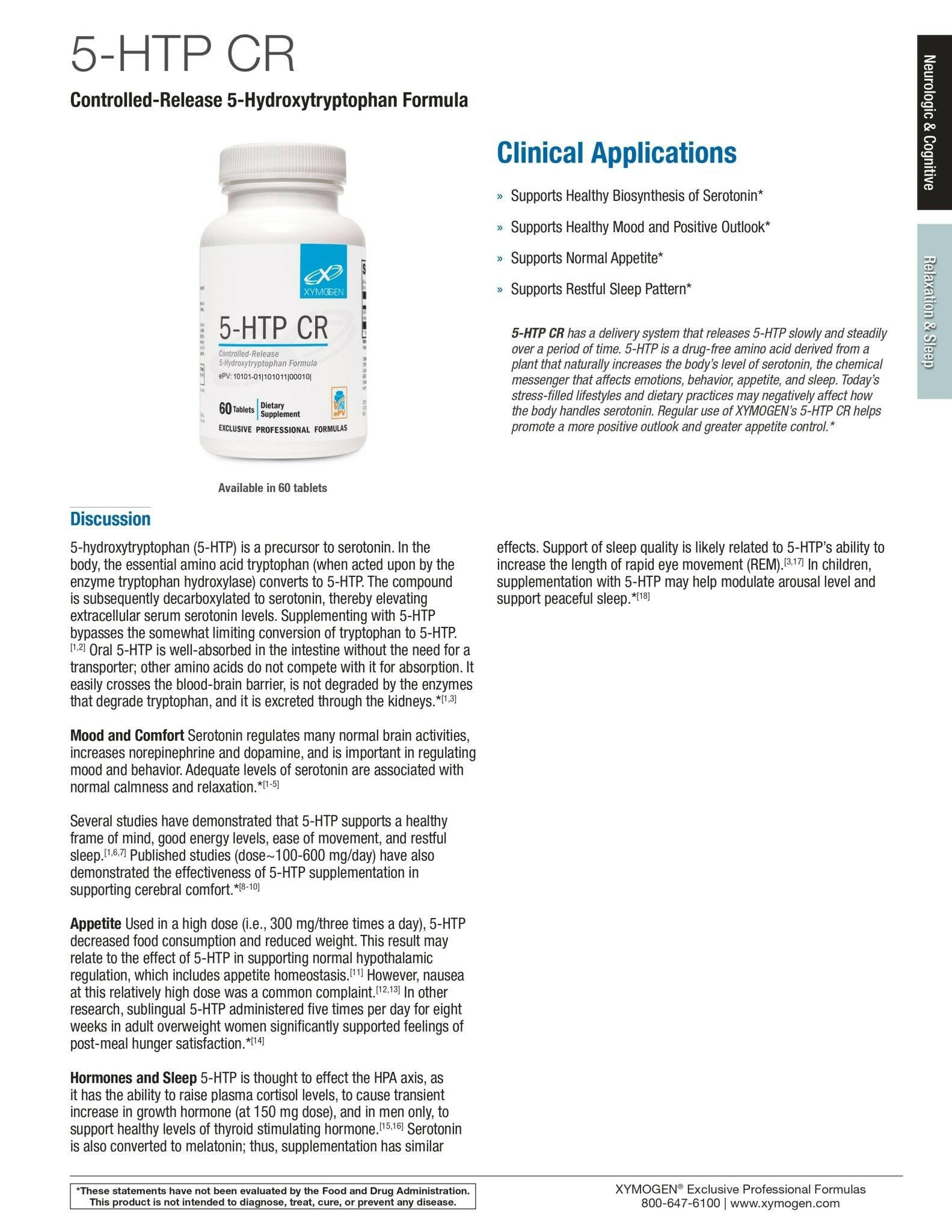 5-HTP CR | Xymogen® | 60 Tablets - Coal Harbour Pharmacy