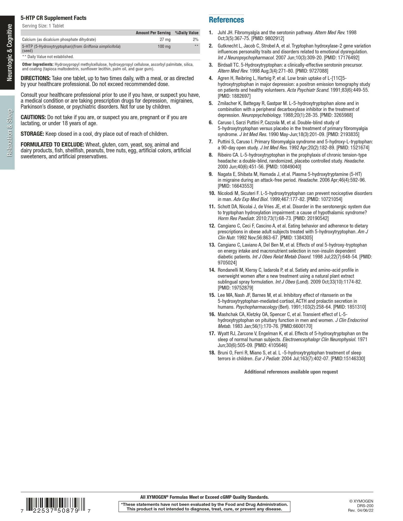 5-HTP CR | Xymogen® | 60 Tablets - Coal Harbour Pharmacy