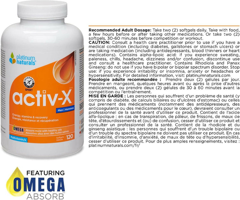 activ-X for Men | Platinum Naturals® | 60 or 120 Softgels - Coal Harbour Pharmacy