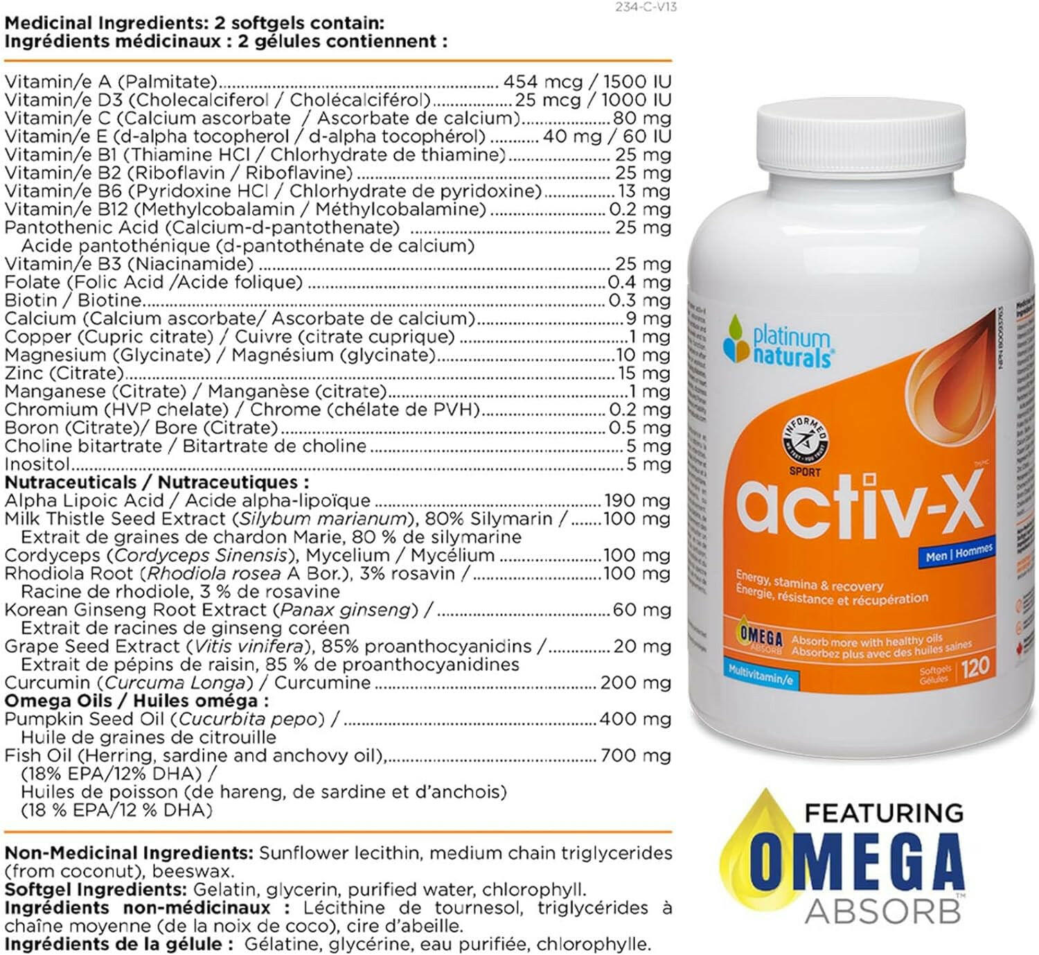 activ-X for Men | Platinum Naturals® | 60 or 120 Softgels - Coal Harbour Pharmacy