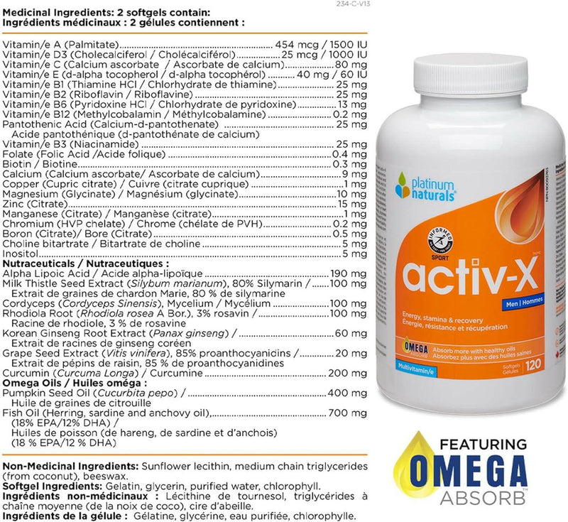 activ-X for Men | Platinum Naturals® | 60 or 120 Softgels - Coal Harbour Pharmacy