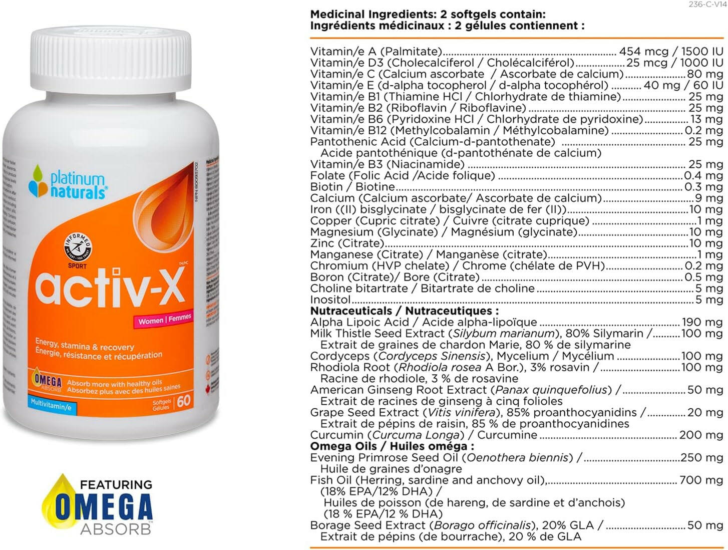 activ-X for Women | Platinum Naturals® | 60 or 120 Softgels - Coal Harbour Pharmacy