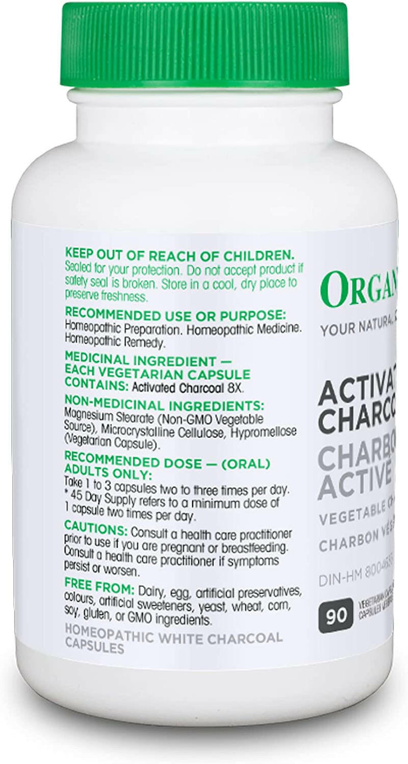 Activated Charcoal Capsules® | Organika® | 90 Veggie Caps - Coal Harbour Pharmacy
