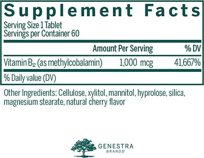 Active Chewable B12 with L-Methylfolate | Genestra Brands® | 60 Chewable Tablets - Coal Harbour Pharmacy