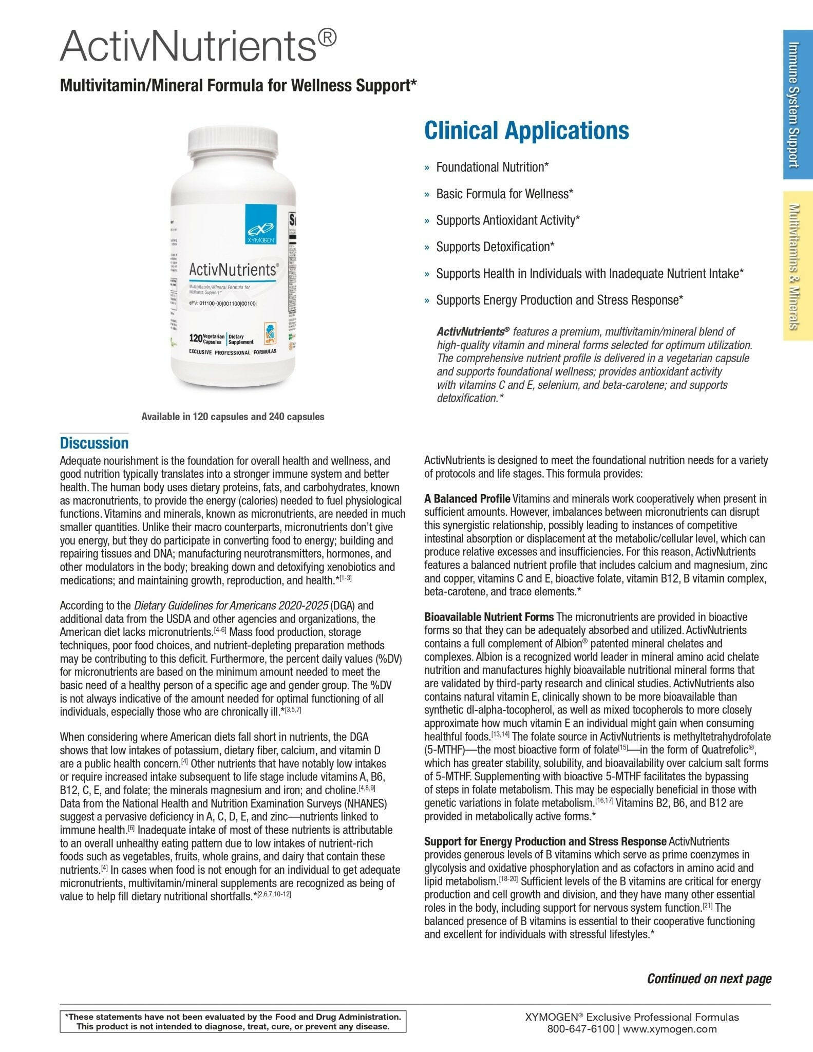 ActivNutrients® | Xymogen® | 120 Capsules - Coal Harbour Pharmacy