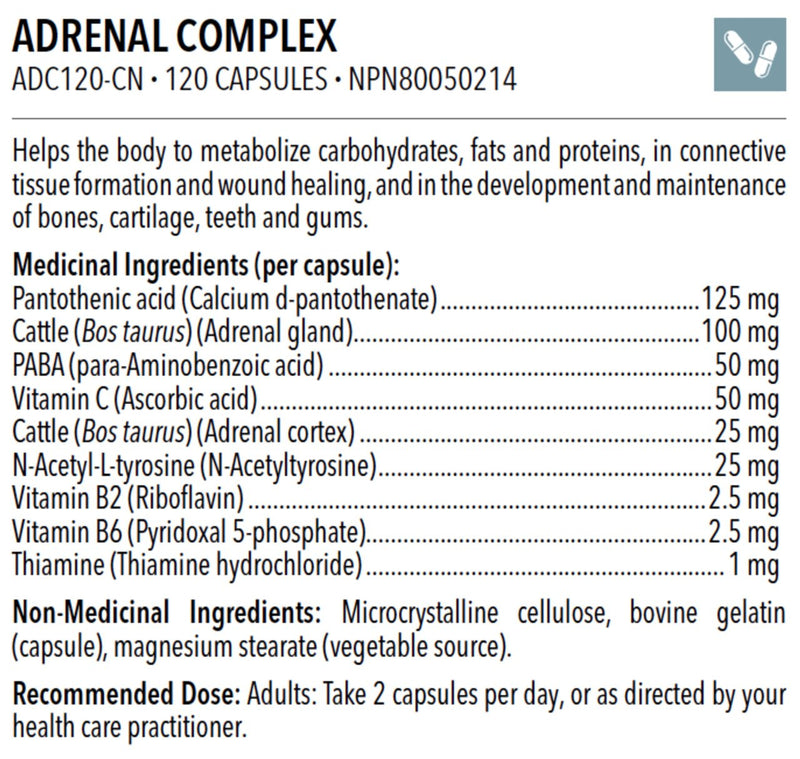 Adrenal Complex | Designs for Health® | 120 Vegetable Capsules - Coal Harbour Pharmacy