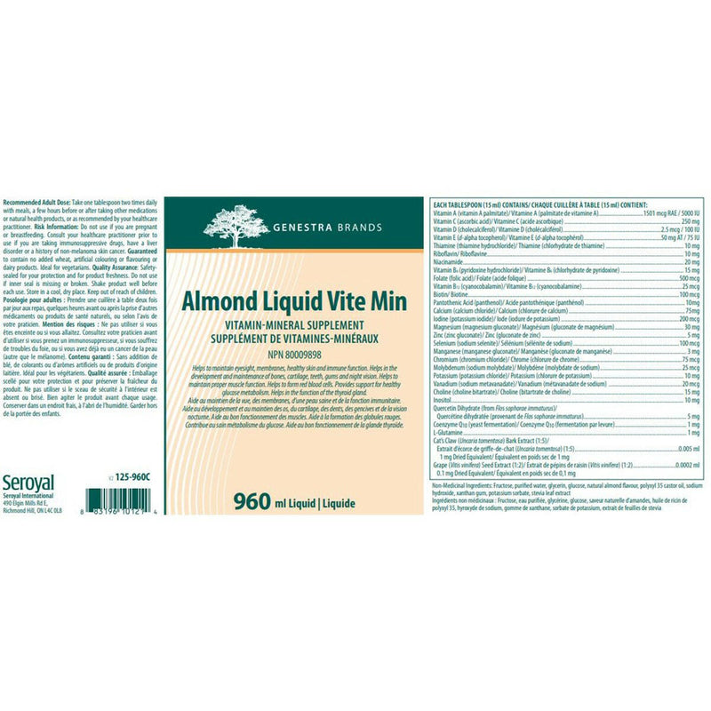 Almond Liquid Vite Min | Genestra Brands® | 960 mL Liquid - Coal Harbour Pharmacy