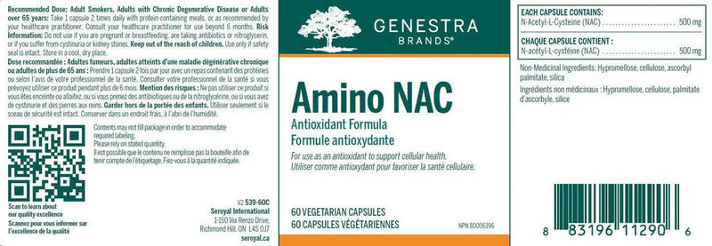 Amino NAC | Genestra Brands® | 60 Vegetable Capsules - Coal Harbour Pharmacy