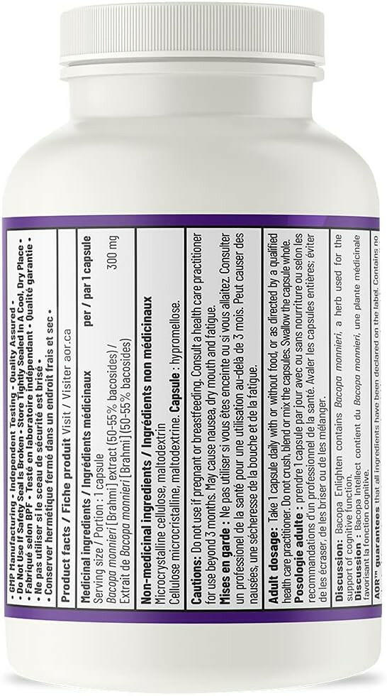 Bacopa Enlighten | AOR™ | 60 Capsules - Coal Harbour Pharmacy