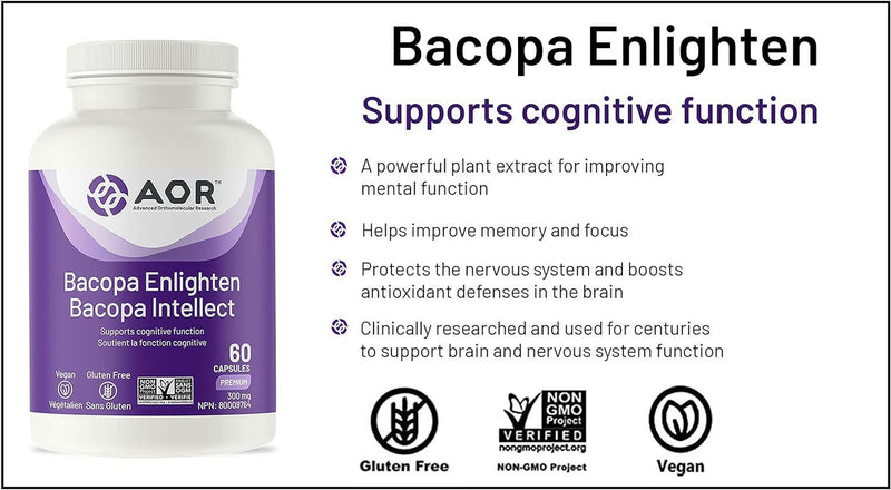 Bacopa Enlighten | AOR™ | 60 Capsules - Coal Harbour Pharmacy