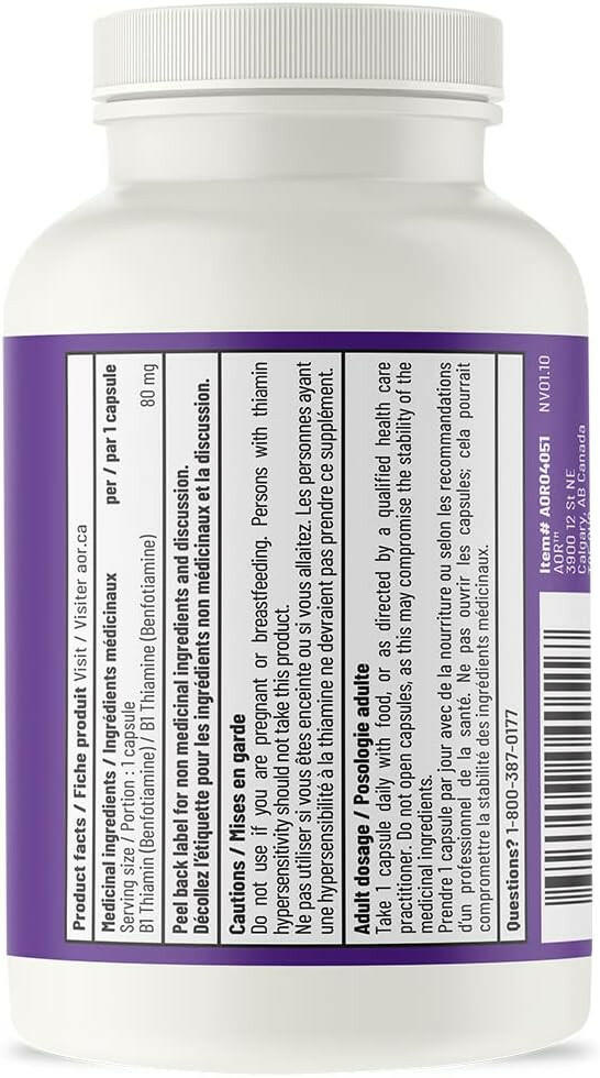 Benfotiamine | AOR™ | 120 Capsules - Coal Harbour Pharmacy