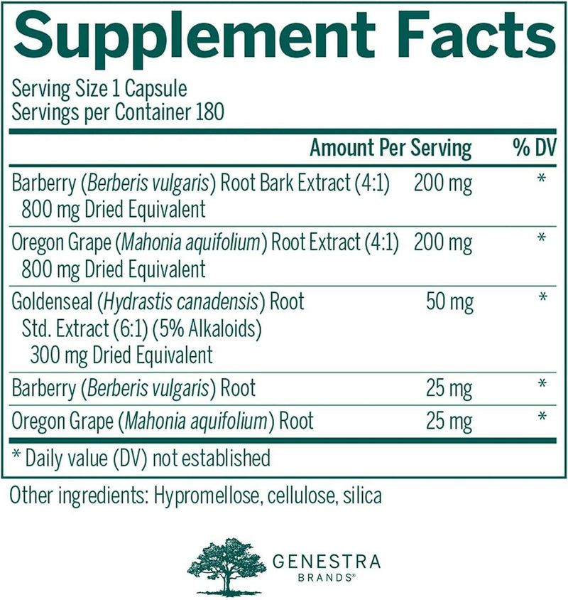 Berberis Formula | Genestra Brands® | 90 or 180 Vegetable Capsules - Coal Harbour Pharmacy