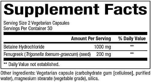 Betaine HCI | Bioclinic® Naturals| 60 Vegetarian Capsules - Coal Harbour Pharmacy