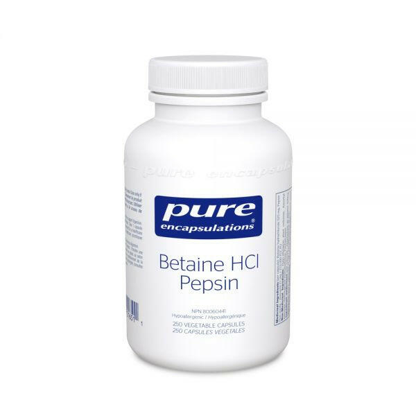 Betaine HCl Pepsin | Pure Encapsulations® | 250 Capsules - Coal Harbour Pharmacy