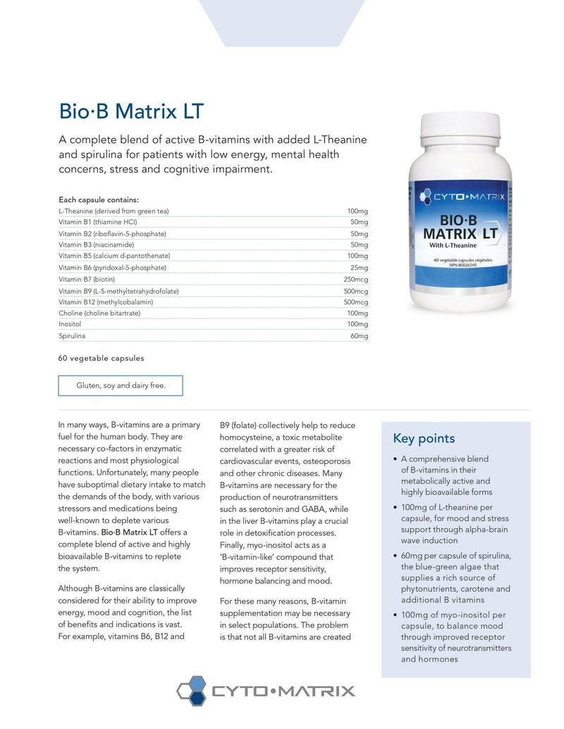 Bio-B Matrix LT (Cyto B-Complex) | Cytomatrix® | 60 Vegetable Capsules - Coal Harbour Pharmacy