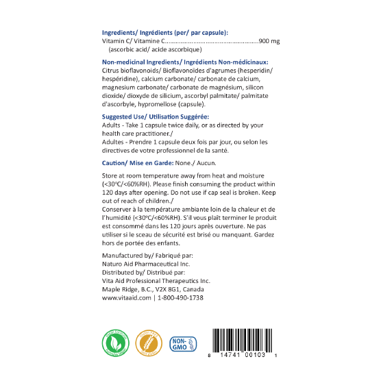Bio-C | Vita Aid® | 120 Vegetable Capsules - Coal Harbour Pharmacy