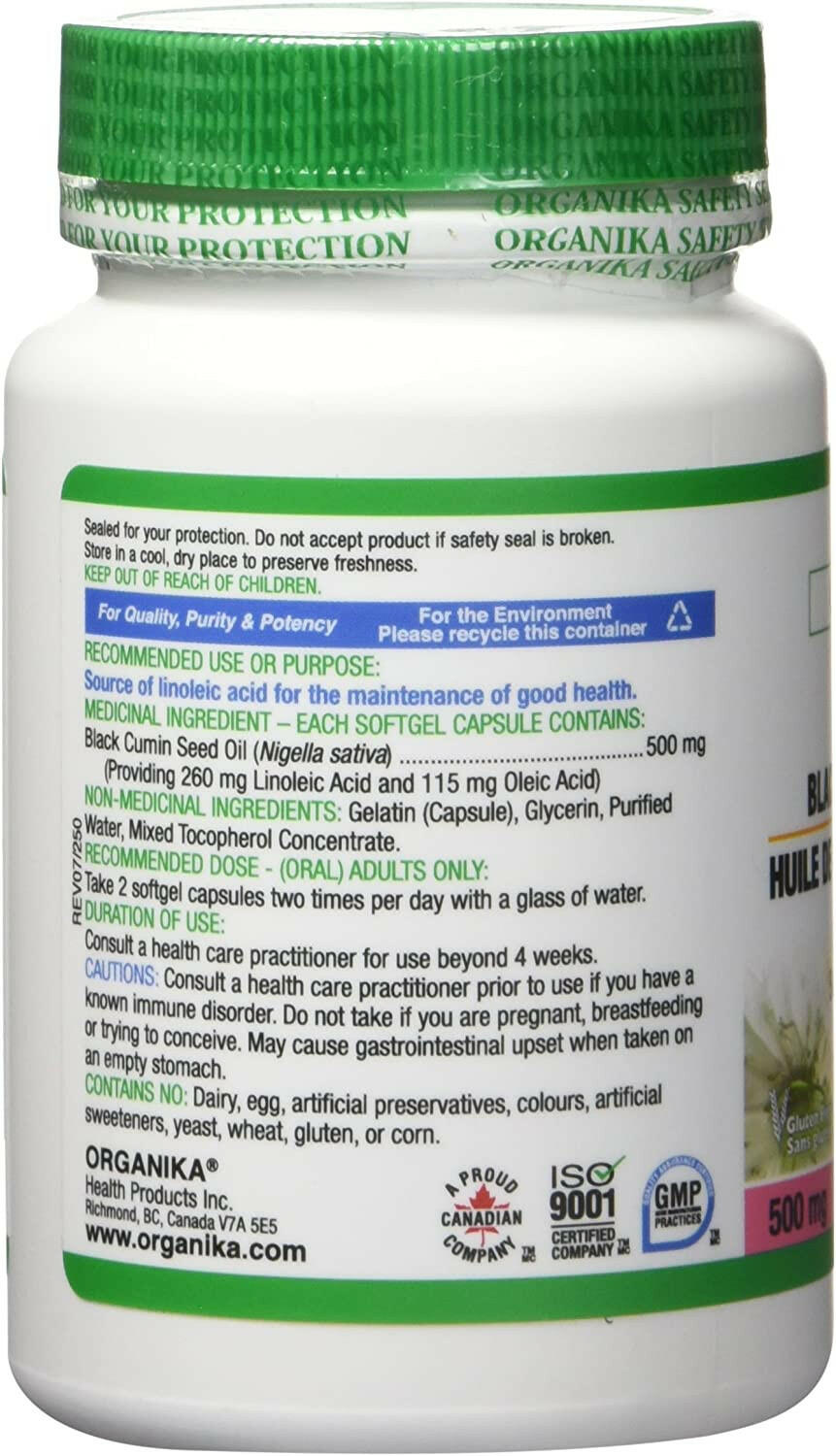Black Cumin Seed Oil | Organika® | 120 Softgels - Coal Harbour Pharmacy