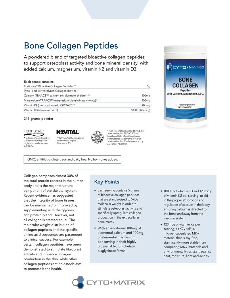 Bone Collagen Peptides Powder | Cytomatrix® | 213 Grams - Coal Harbour Pharmacy