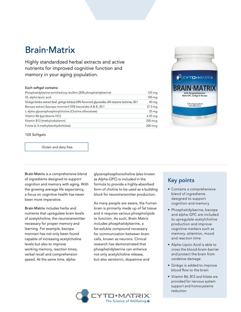 Brain Matrix | Cyto Matrix® | 120 Softgels - Coal Harbour Pharmacy
