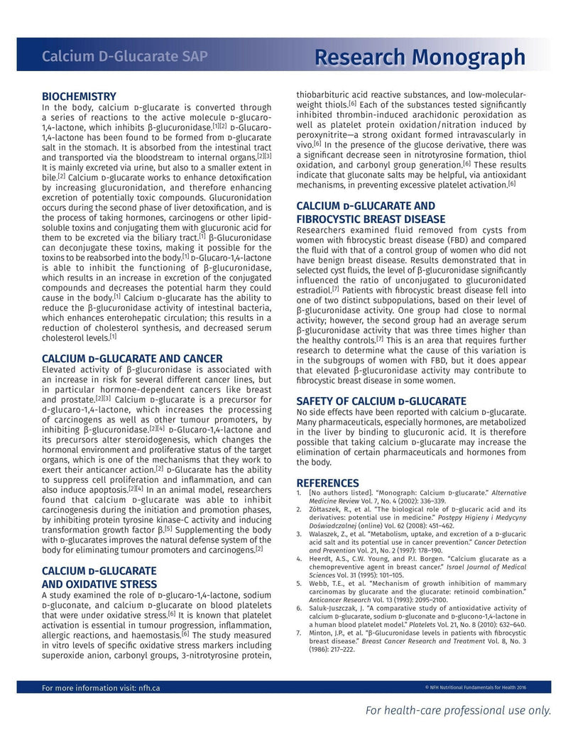 Calcium D-Glucarate SAP | NFH | 60 Capsules - Coal Harbour Pharmacy