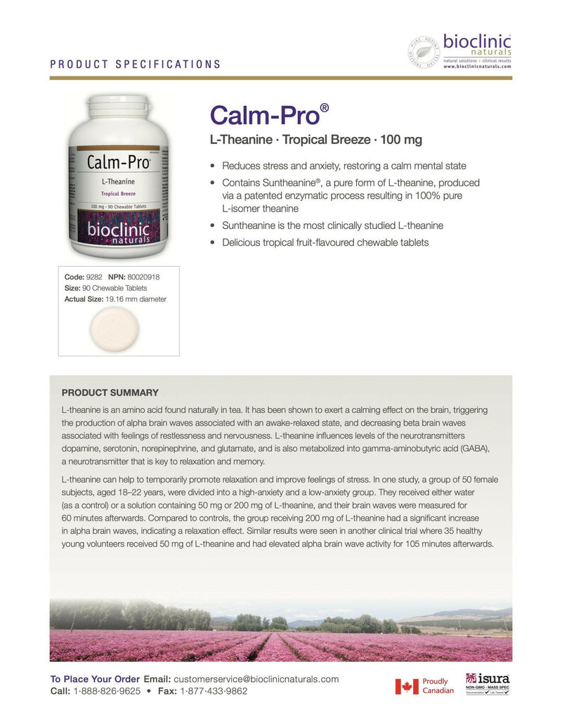 Calm-Pro™ | Bioclinic® Naturals | 90 Chewable Tablets - Coal Harbour Pharmacy