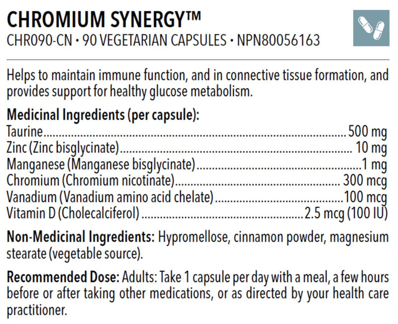 Chromium Synergy™ | Designs for Health® | 90 Vegetarian Capsules - Coal Harbour Pharmacy