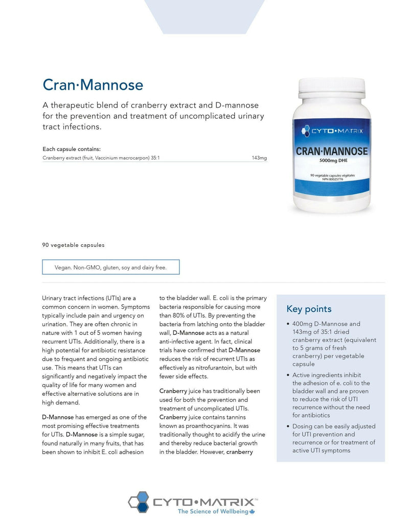 Cran Mannose | Cytomatrix® | 90 Vegetable Capsules - Coal Harbour Pharmacy