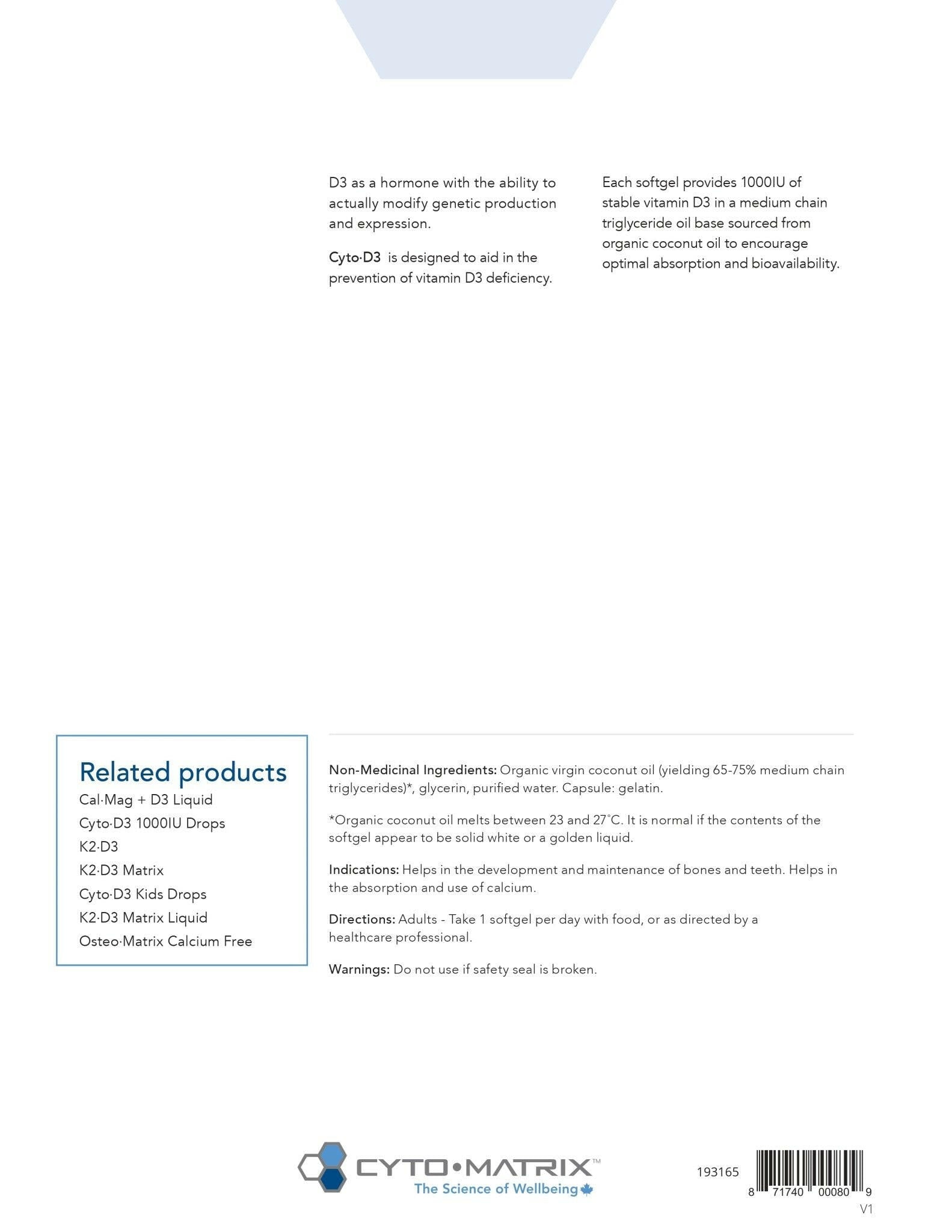 Cyto-D3 | Cytomatrix® | 90 Softgels - Coal Harbour Pharmacy