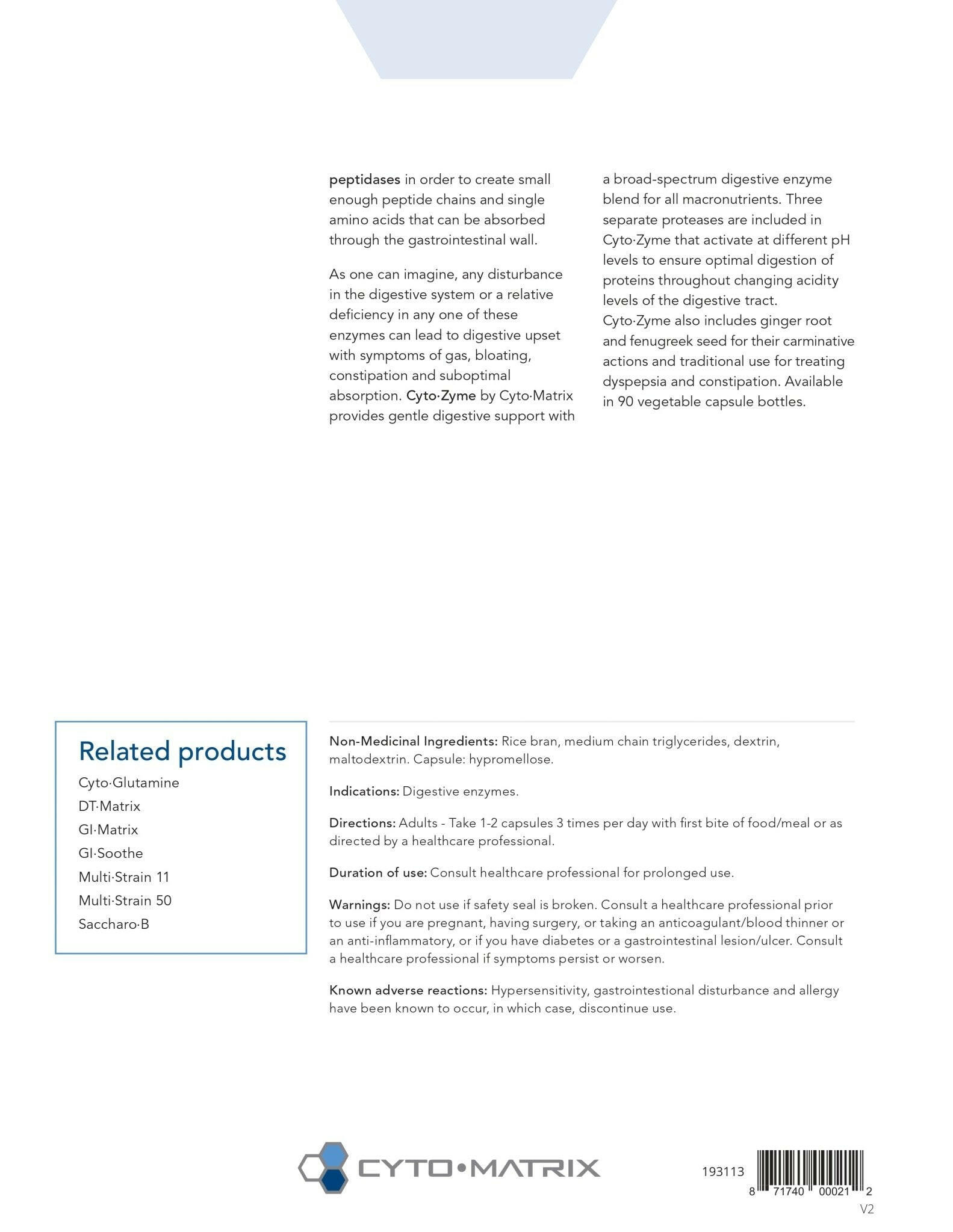 Cyto-Zyme | Cytomatrix® | 90 Vegetable Capsules - Coal Harbour Pharmacy