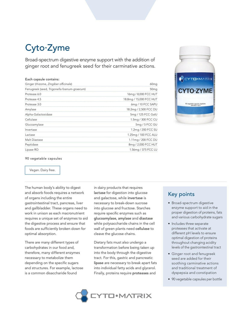 Cyto-Zyme | Cytomatrix® | 90 Vegetable Capsules - Coal Harbour Pharmacy