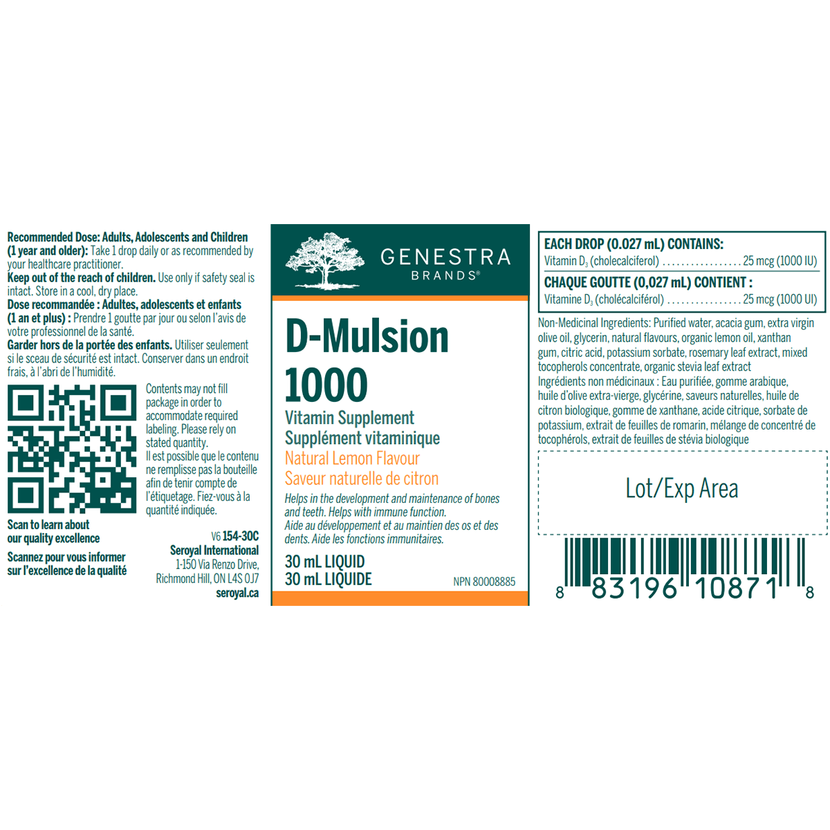 D-Mulsion 1000 | Genestra Brands® | 30 mL - Coal Harbour Pharmacy