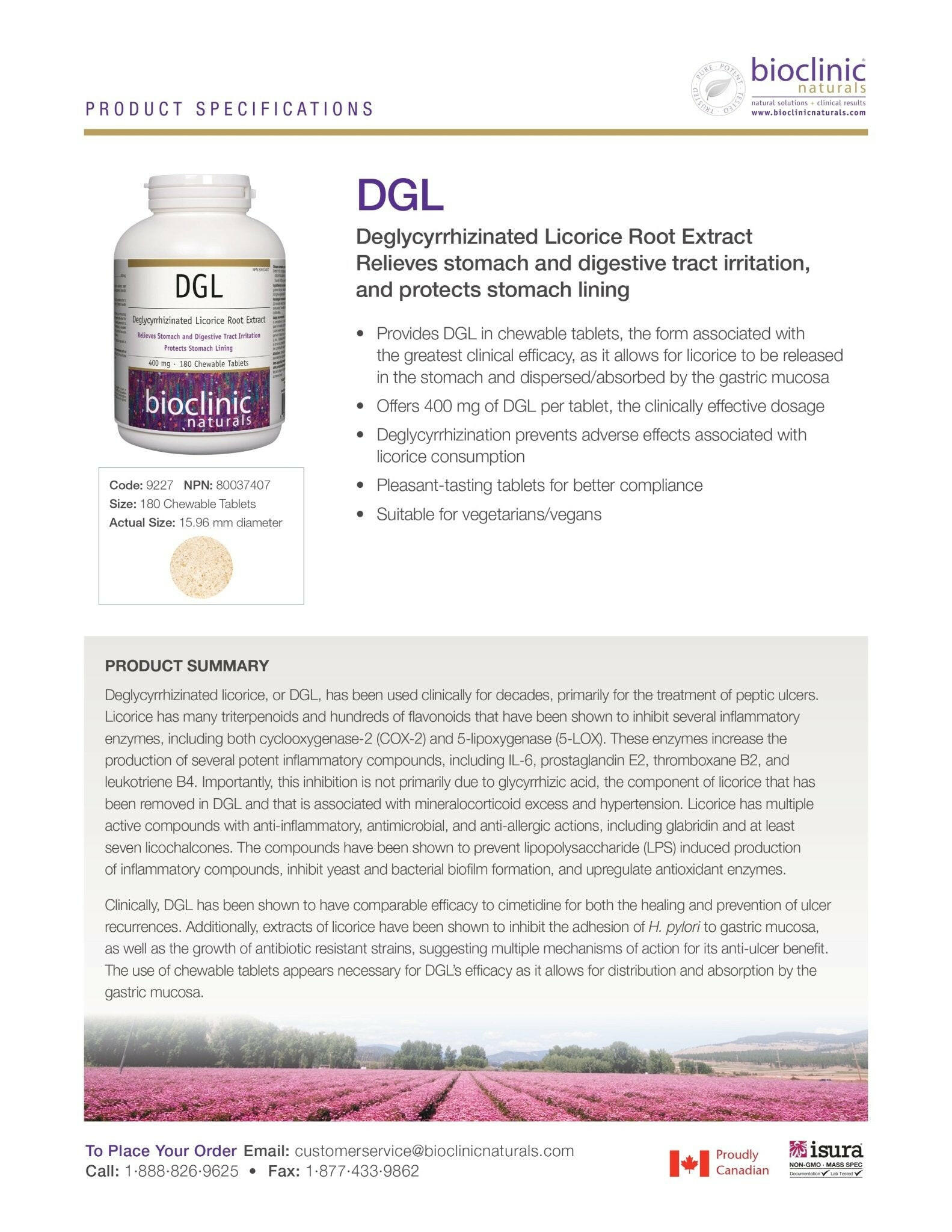 DGL | Bioclinic® Naturals | 180 Chewable Tablets - Coal Harbour Pharmacy