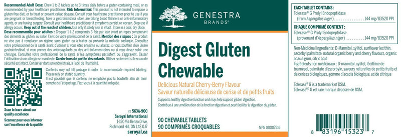 Digest Gluten Chewable | Genestra Brands® | 90 Chewable Tablets - Coal Harbour Pharmacy