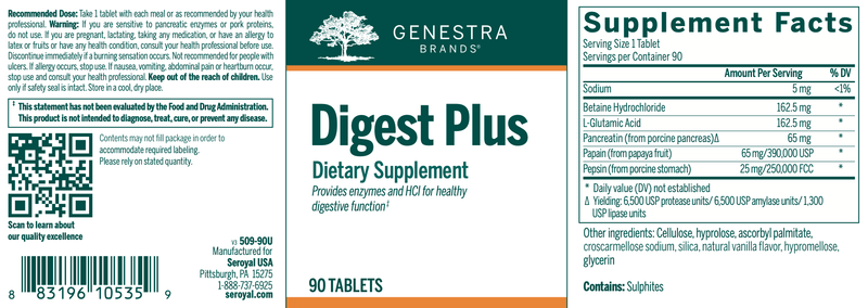 Digest Plus | Genestra Brands® | 90 Tablets - Coal Harbour Pharmacy