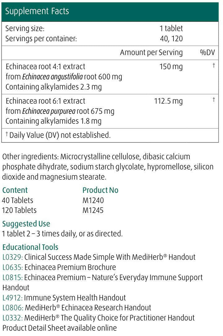 Echinacea Premium | MediHerb® | 60 Tablets - Coal Harbour Pharmacy