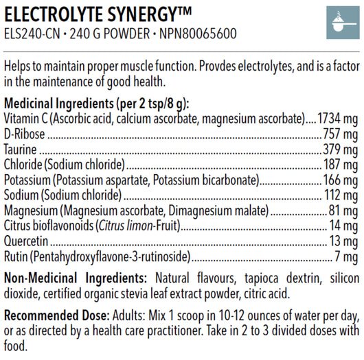 Electrolyte Synergy™ Powder | Designs for Health® | 240 g (8.5 oz) - Coal Harbour Pharmacy