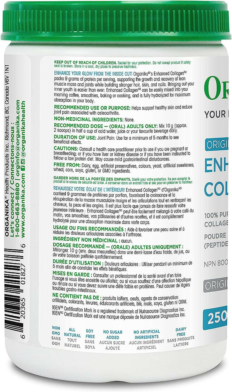 Enhanced Collagen Original Powder | Organika® | 250 grams - Coal Harbour Pharmacy