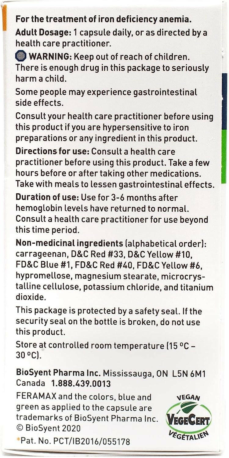 FeraMAX® Pd Therapeutic 150 | BioSyent | 30 or 100 Capsules - Coal Harbour Pharmacy