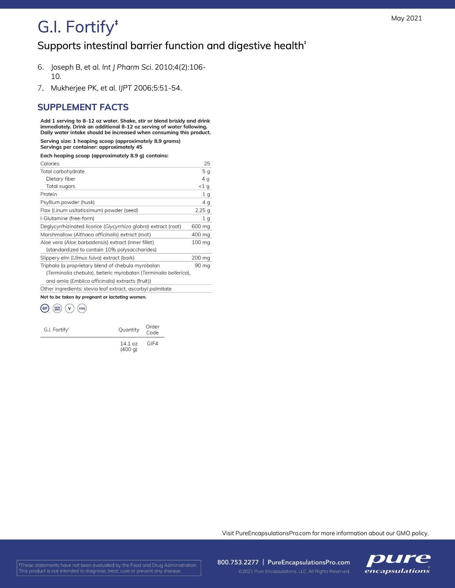 G.I. Fortify | Pure Encapsulations® | 400 Grams Powder - Coal Harbour Pharmacy