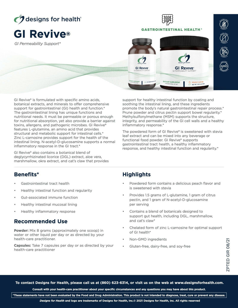 GI-Revive™ | Designs for Health® | 225 g (8 oz) powder - Coal Harbour Pharmacy